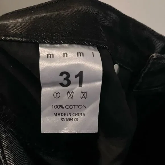 NWT mnml Men's D198 War Straight Denim Size 31 Distressed gray black denim - Picture 8 of 9